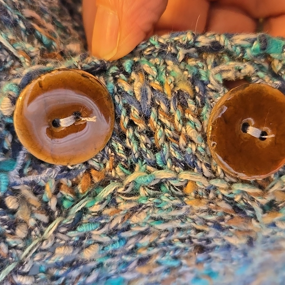 Free People Blue Knit Cardigan with Wooden Buttons - Picture 6 of 10
